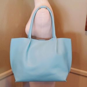 Mark & Graham sky blue leather tote